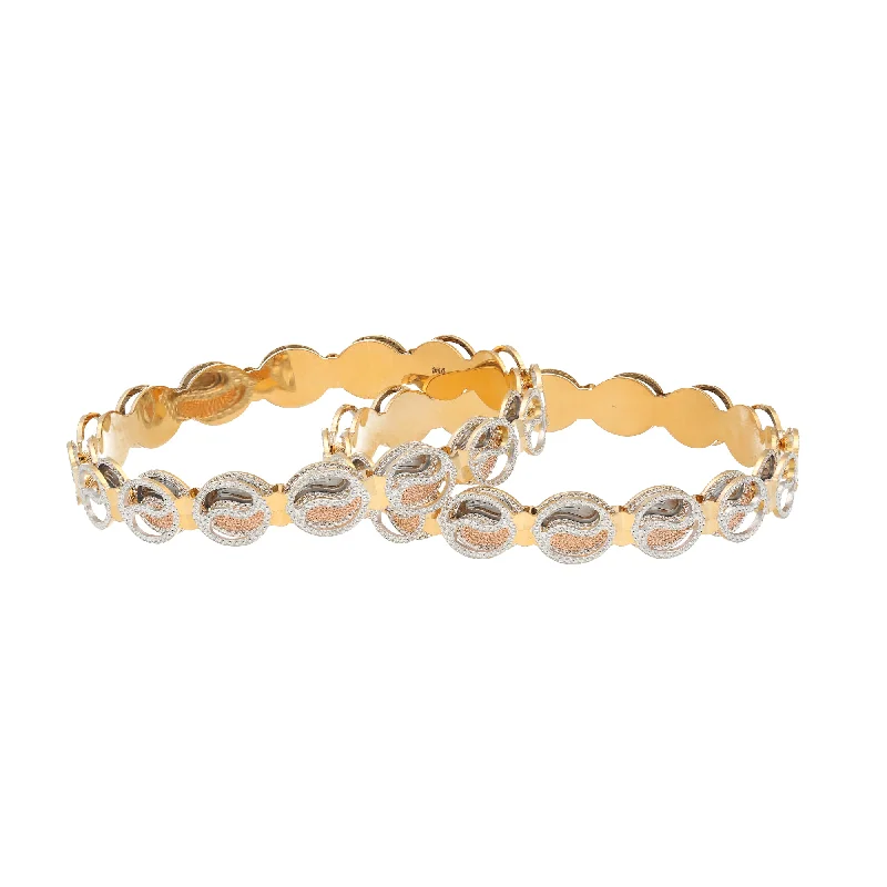 Simple gold bracelets for women-22K Yellow Gold Bangle Set of 6 (79.4gm)