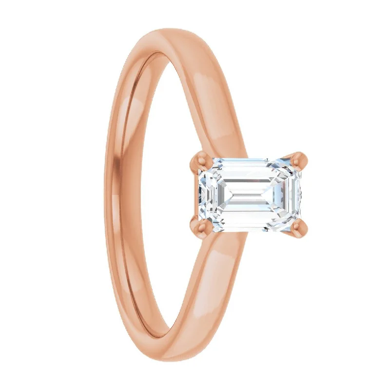 Affordable engagement rings with diamond solitaires-14k Gold Emerald-Cut Lab-Created Diamond Engagement Ring