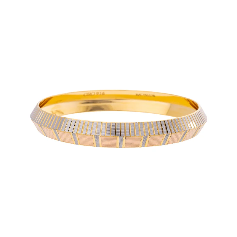 Simple silver bangles for casual wear-22K Yellow & White Gold Kada Bangle in Size 2.11 (29.4 gm)