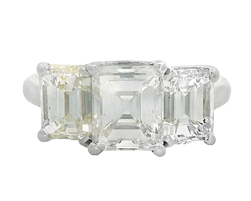 Luxury engagement rings with diamonds and gold-Platinum Emerald- Cut Diamond 1.74Ct 3 Stone Engagement Ring