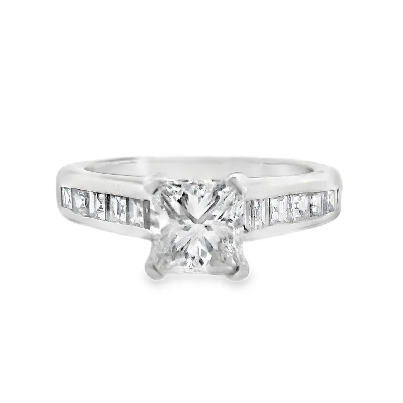 Elegant diamond solitaire engagement rings-Platinum Princess Diamond 0.50Ct Solitaire Engagement Ring