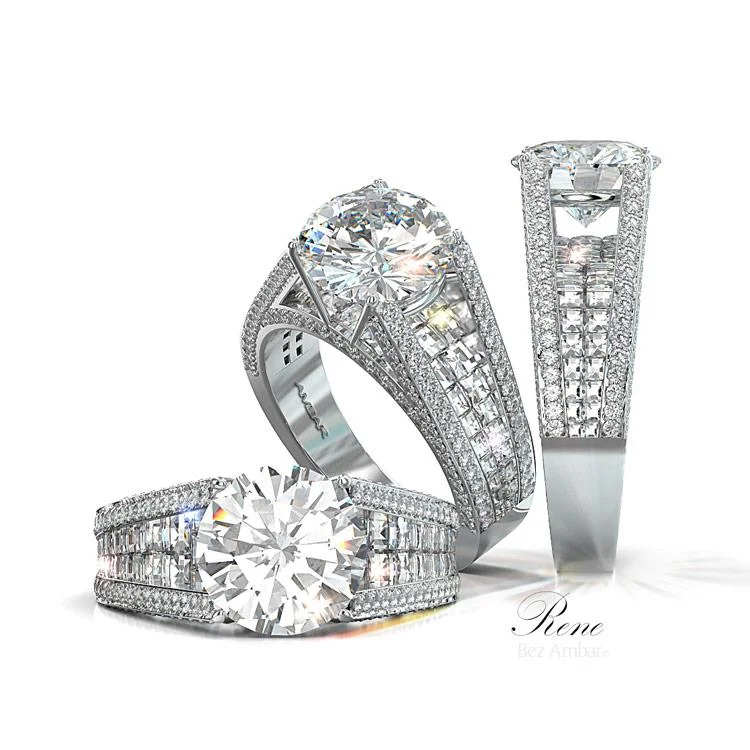 Engagement rings with diamond pavé-BEZ AMBAR Rene Engagement Ring