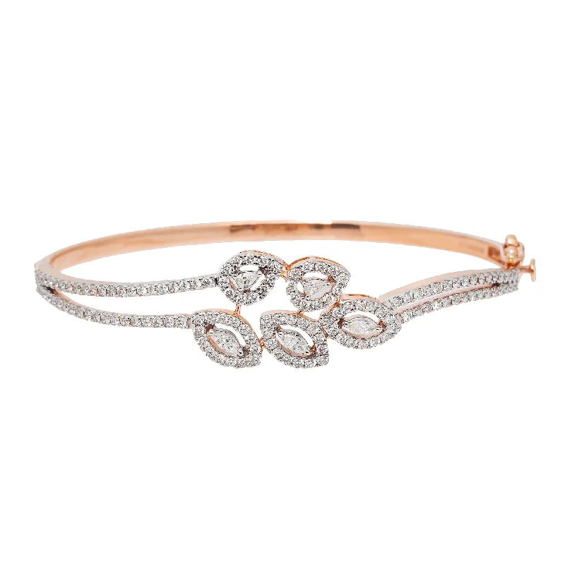 Stackable ladies bracelets for layering-18K Rose Gold & 1.5ct Diamond Bangle (14.3gm)