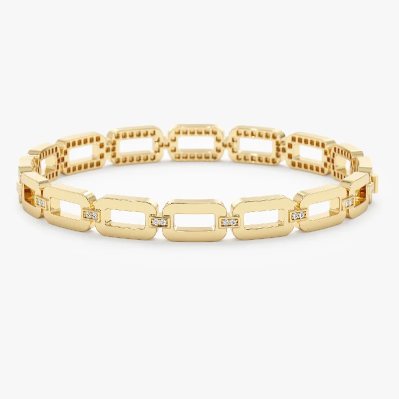 Handmade bangles with gemstones-Oval Link Chain Bangle, Siena