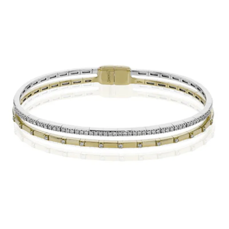 Fashionable ladies bracelets with crystals-Simon G. 18k Two Row Bangle with Diamonds