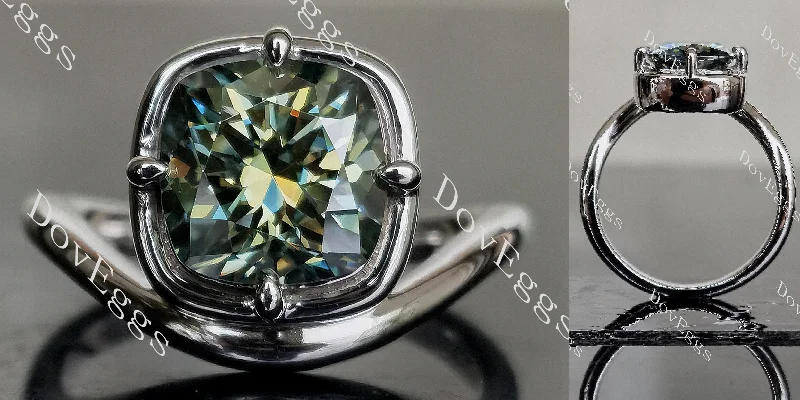 Personalized engagement rings for her-Doveggs cushion bezel solitaire colored moissanite engagement ring