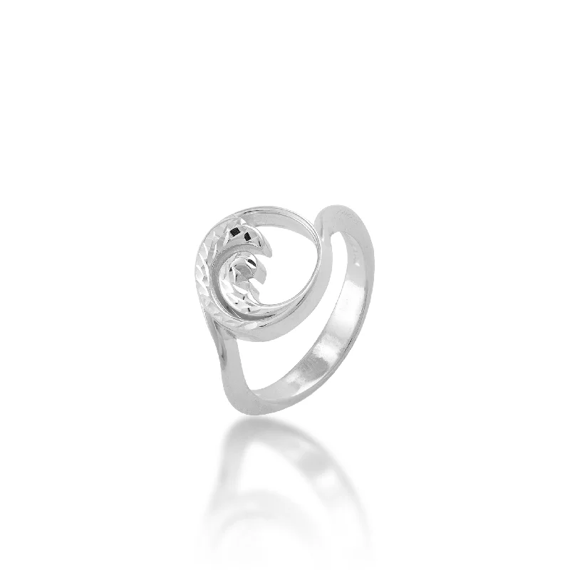 Solitaire ladies rings with diamonds-Nalu (Wave) Ring in Sterling Silver - 12mm