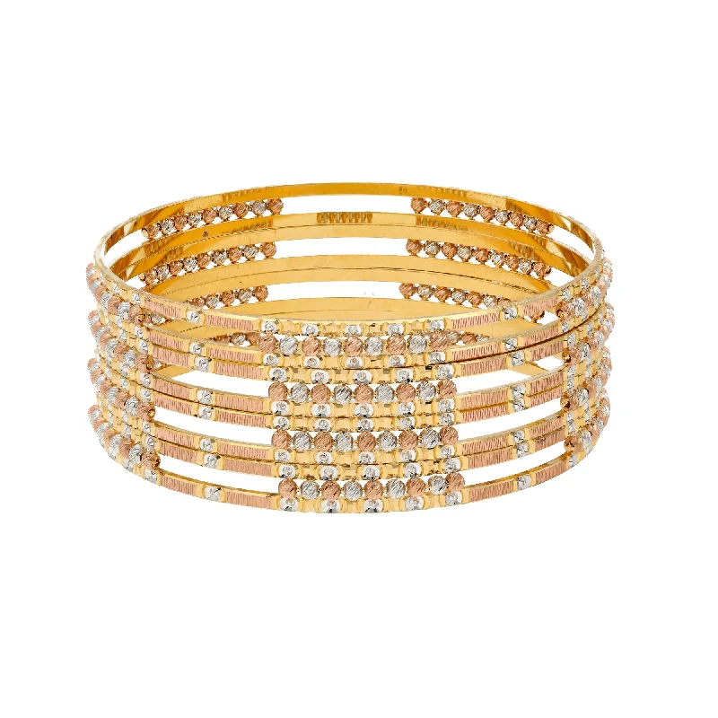 Fashionable charm bracelets for fashion-22K Multi-Tone Gold Bangle Set of 4 (79.6gm)