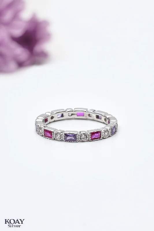 Designer ladies rings for special occasions-Zircon (061-Pink&Purple) Ring