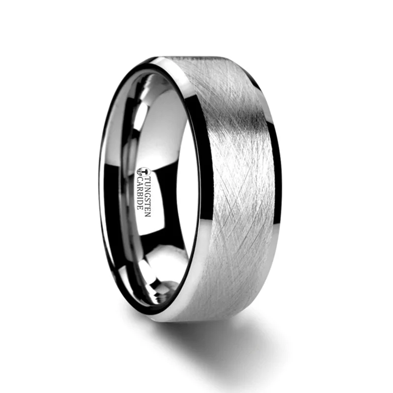 Ladies rings with birthstones for gifts-Wire Brushed Men's Tungsten Wedding Band