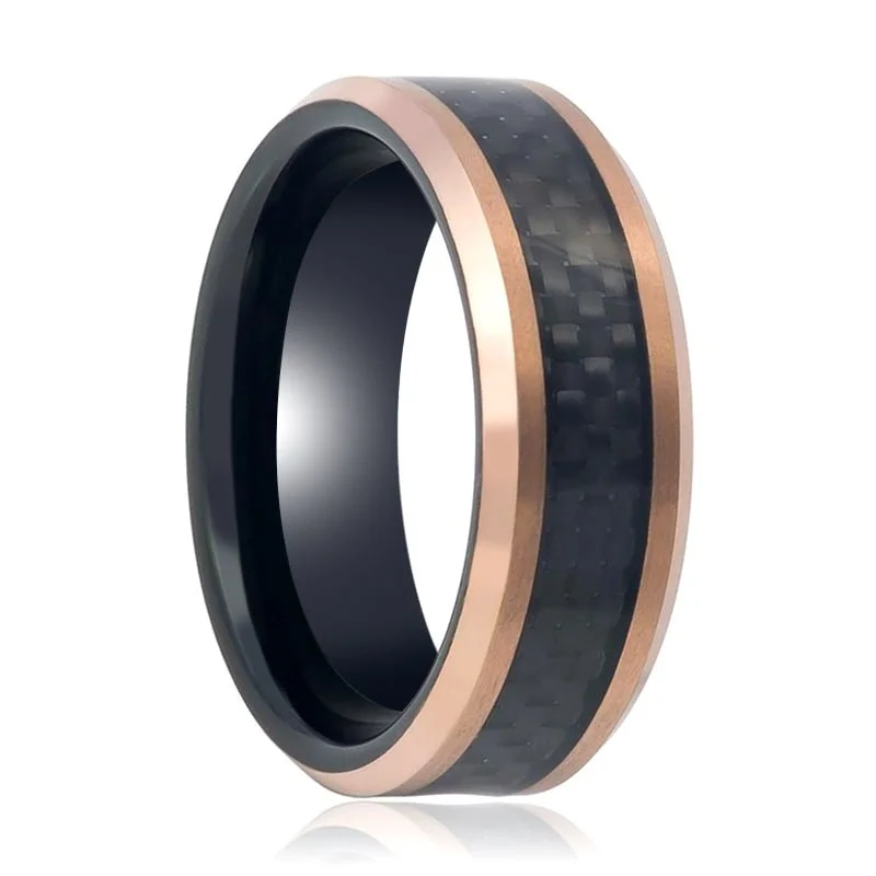 Statement ladies rings for fashion-ARCHER | Tungsten Ring Rose Gold Finish