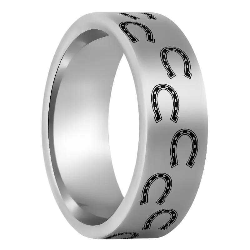 Special occasion ladies rings-Horseshoes Tungsten Men's Wedding Band