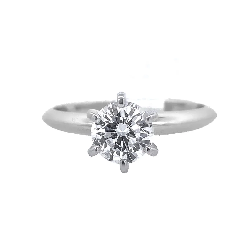 Simple engagement rings with solitaire stones-14K White Round Diamond 0.75Ct Solitaire Engagement Ring