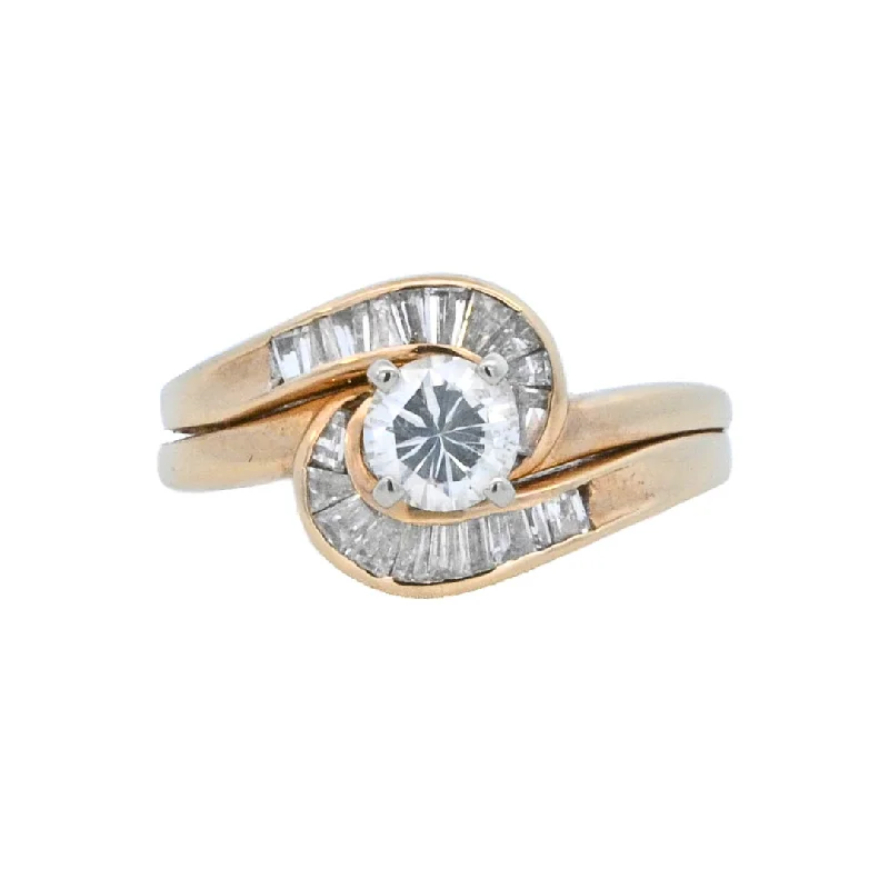 Luxurious engagement rings with oval diamonds-14K Yellow Round Diamond 0.50Ct Contemporary Engagement Ring