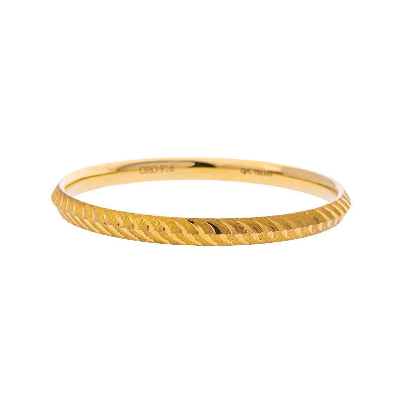 Trendy leather bracelets for ladies-22K Yellow Gold Kada Bangle in Size 2.11 (30gm)