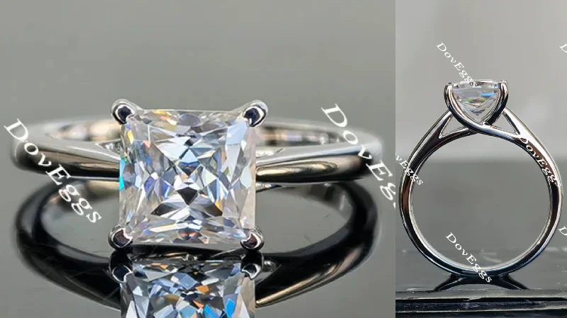 Custom engagement rings with engraving-Doveggs solitaire moissanite engagement ring