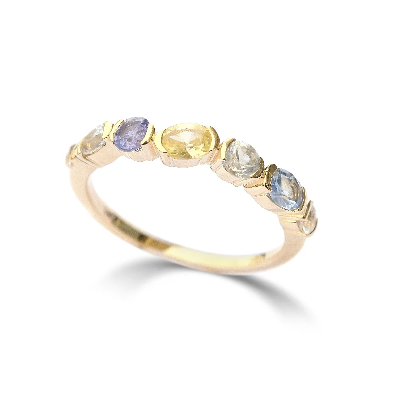 Black diamond ladies rings-The Aderet ring - a stacking ring made with multicolored mine-to-market sapphires