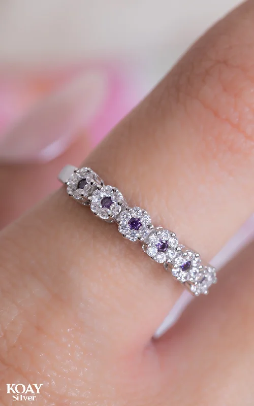 Custom wedding rings for ladies-Zircon Ring (087) Purple