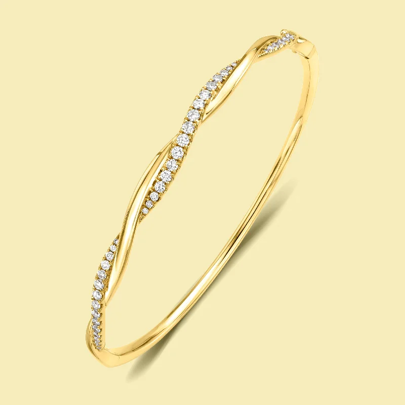 Bridal bangles for weddings-The Claire, Braided Twist Diamond Bangle