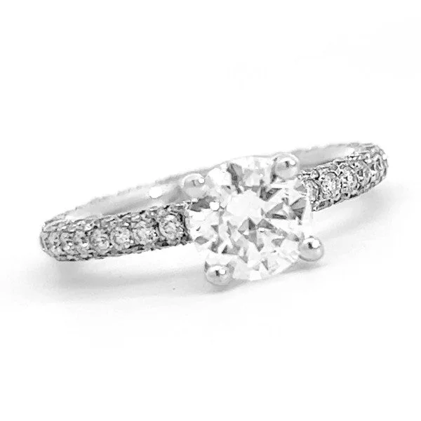 Simple solitaire engagement rings-Pave Diamond Engagement Ring