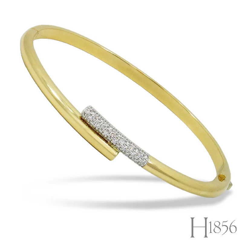 Bridal bangles for weddings-Bypass Diamond Bar Bangle