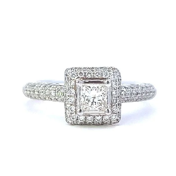 Princess cut engagement rings with diamonds-Princess Halo Engagement Ring - Proposal Ready