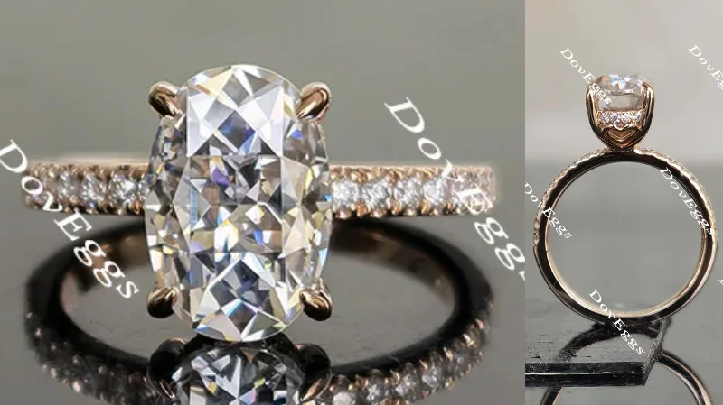 Engagement rings with double band design-Doveggs half eternity pave moissanite engagement ring