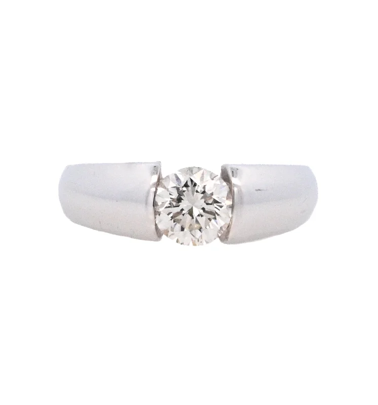 Elegant engagement rings with accent diamonds-14K White Round Diamond 1.01Ct Tension Set Engagement Ring