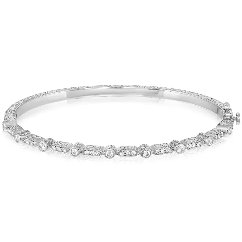 Simple silver bangles for casual wear-PENNY PREVILLE Classic Diamond Bangle