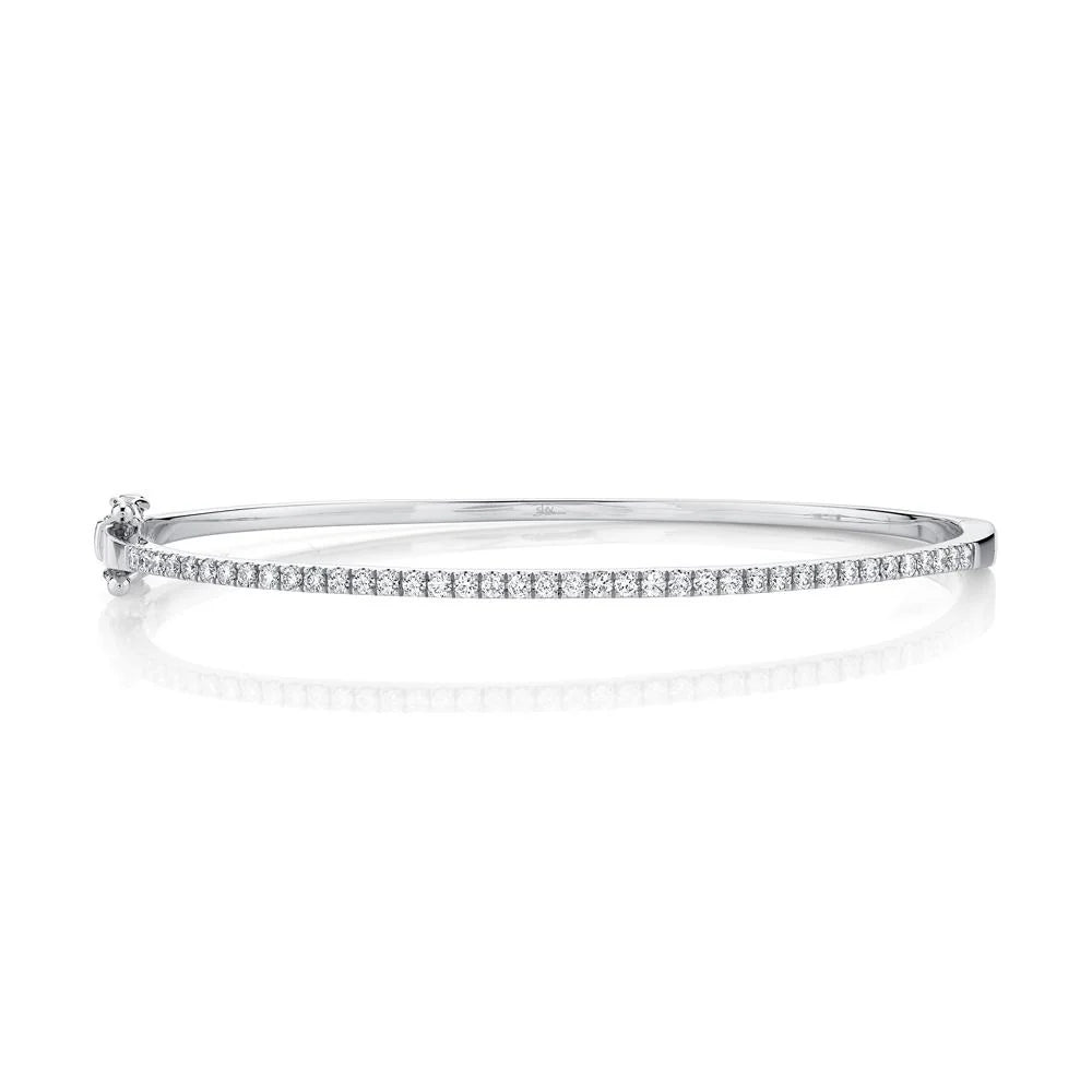 Fashionable bracelets with charms-0.81ctw Diamond Bangle, White Gold