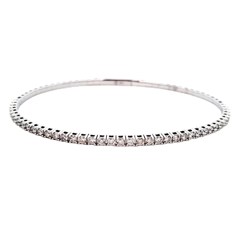 Colorful bangles with stones-Mountz Collection .90-1.0CTW Flexible Diamond Bangle in 14K White Gold