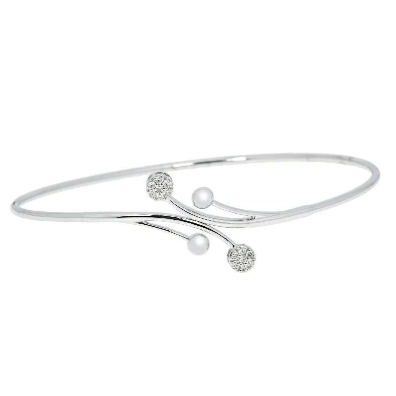 Ladies bangles with birthstones-18K White Gold & 0.11 ct Diamond Bangle (4.07 grams)