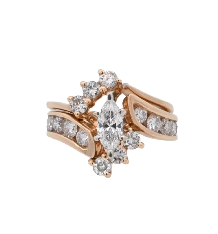 Modern engagement rings with asymmetrical design-14K Yellow Marquise Diamond 0.50Ct Contemporary Engagement Ring