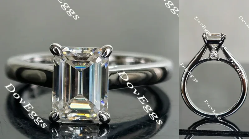 Custom-designed engagement rings for her-Doveggs solitaire art deco moissanite engagement ring