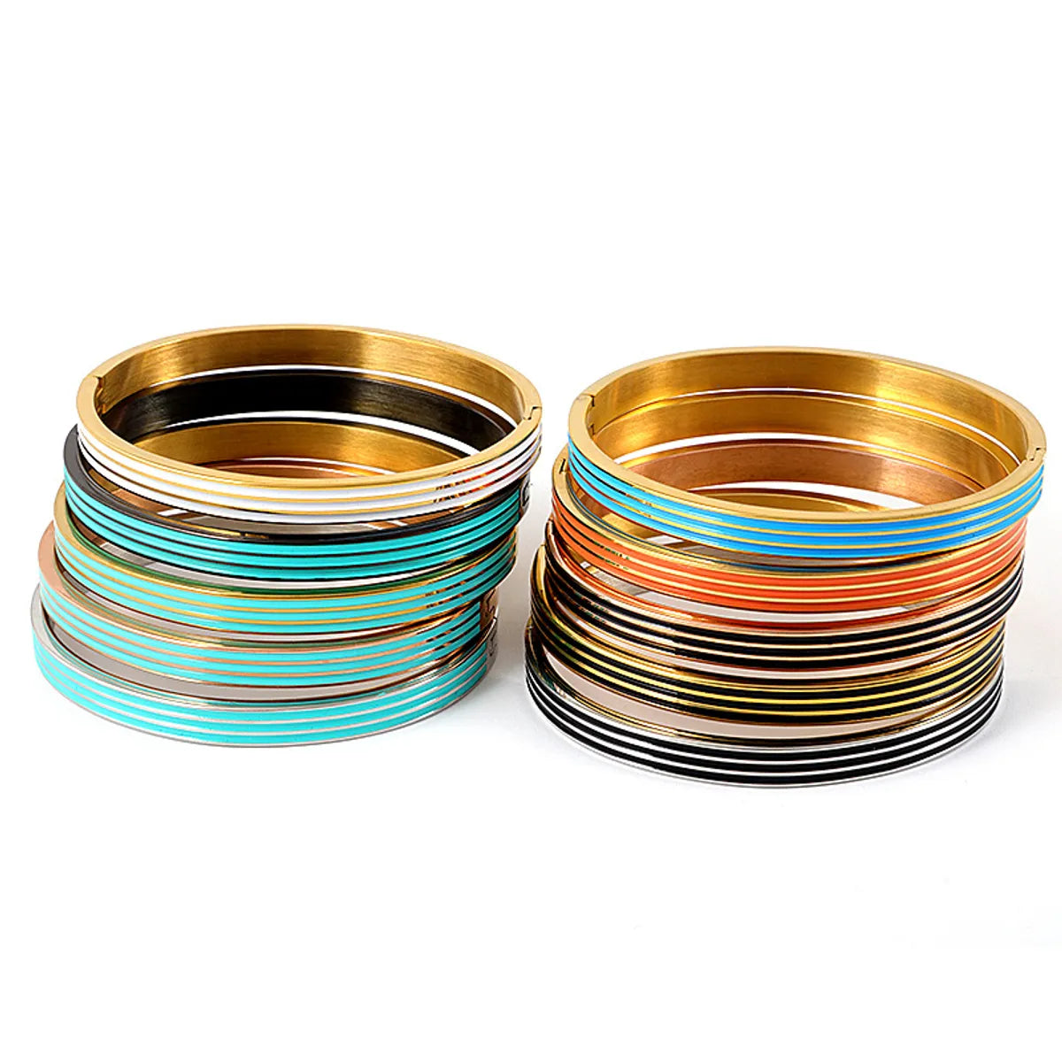 Beautifully designed bangle bracelets-Streetwear Stripe Stainless Steel Bangle In Bulk