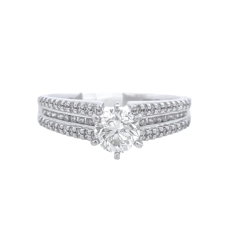 Engagement rings for women with intricate details-14K White Round Diamond 0.57Ct Solitaire Engagement Ring