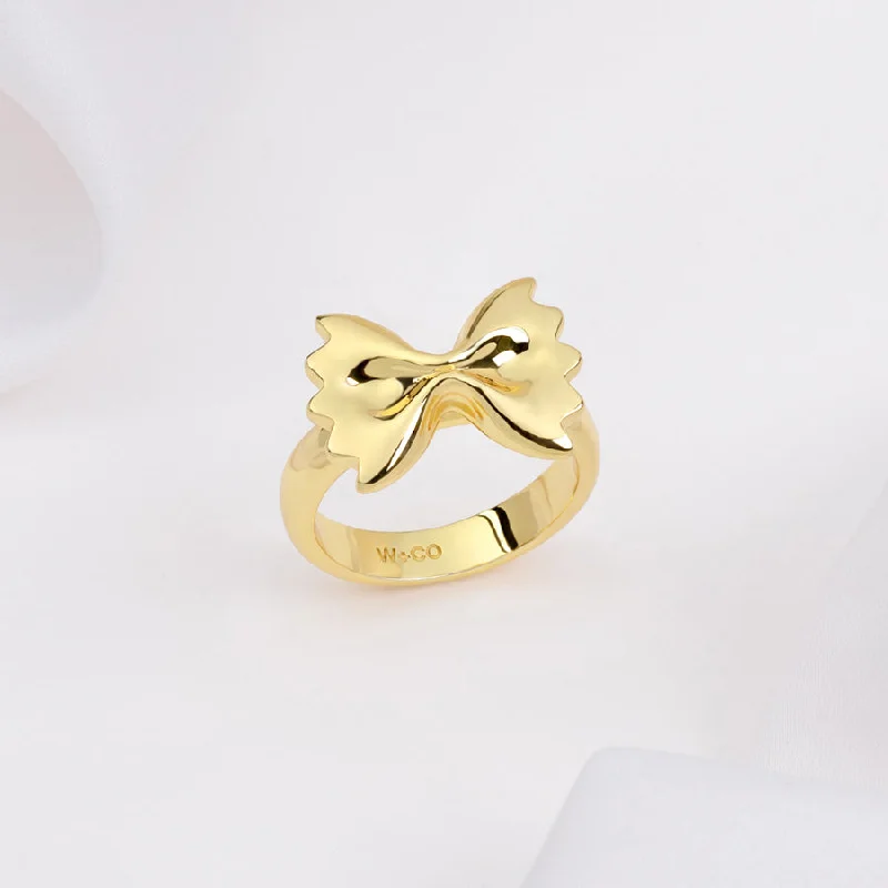 Luxury ladies rings with rubies-Bow Tie Pasta Gold Ring