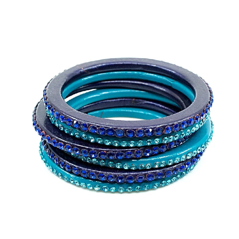 Statement bangle bracelets for women-Dark Blue/Purple Individual Lac Bangle - Size S/M