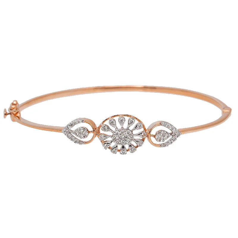 Ladies tennis bracelets with diamonds-18K Rose Gold & 0.46ct Diamond Bangle (8.3gm)