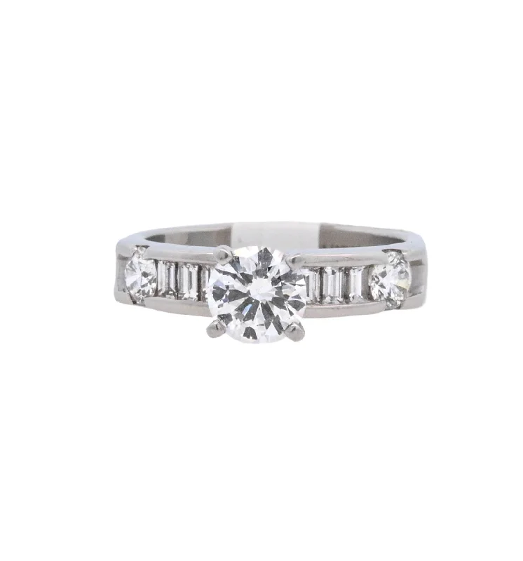 Beautiful vintage engagement rings-Platinum Round Diamond 0.68Ct Contemporary Engagement Ring