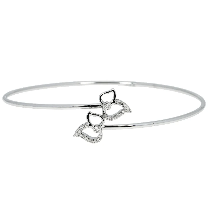 Handcrafted bangles for weddings-18K White Gold & 0.14 ct Diamond Bangle (3.68 grams)