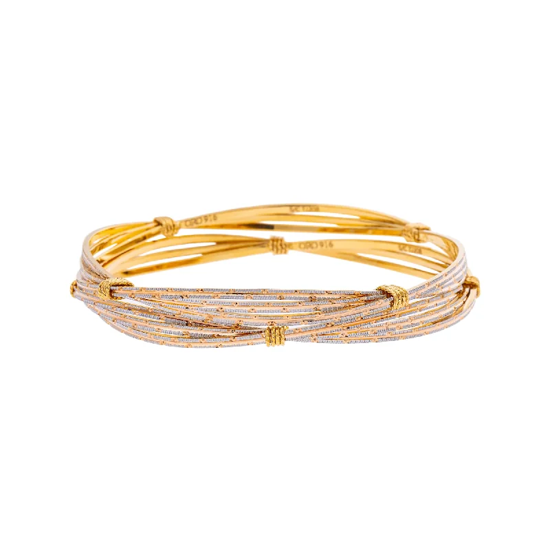 Gold bangles for casual wear-22K Yellow & White Gold Bangle Set of 2 in Size 2.11 (43 gm)