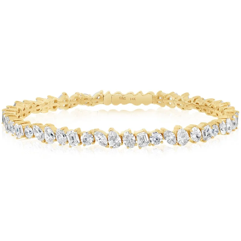 Luxury pearl bracelets for women-Fancy Cut Diamond Bangle