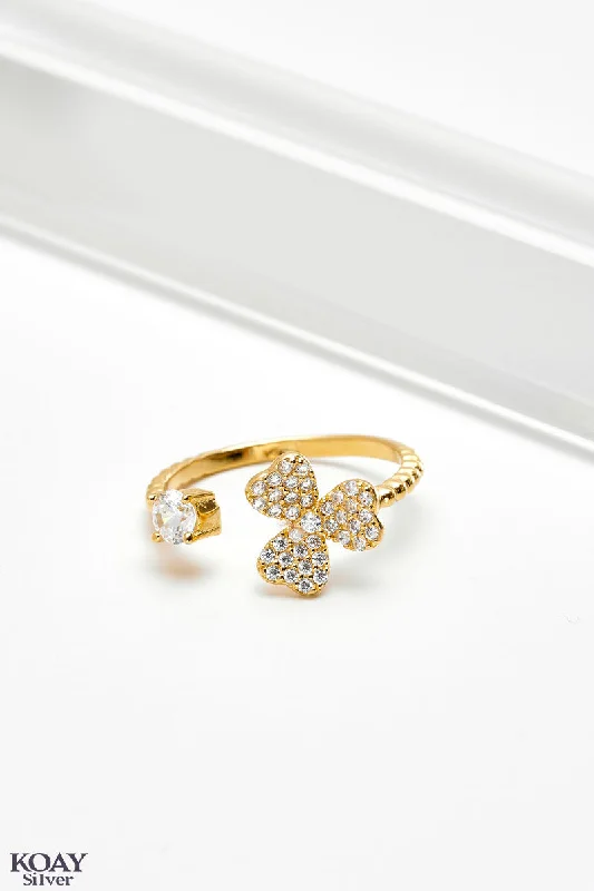 Bold ladies rings with large stones-Zircon Ring (050) Gold Plated