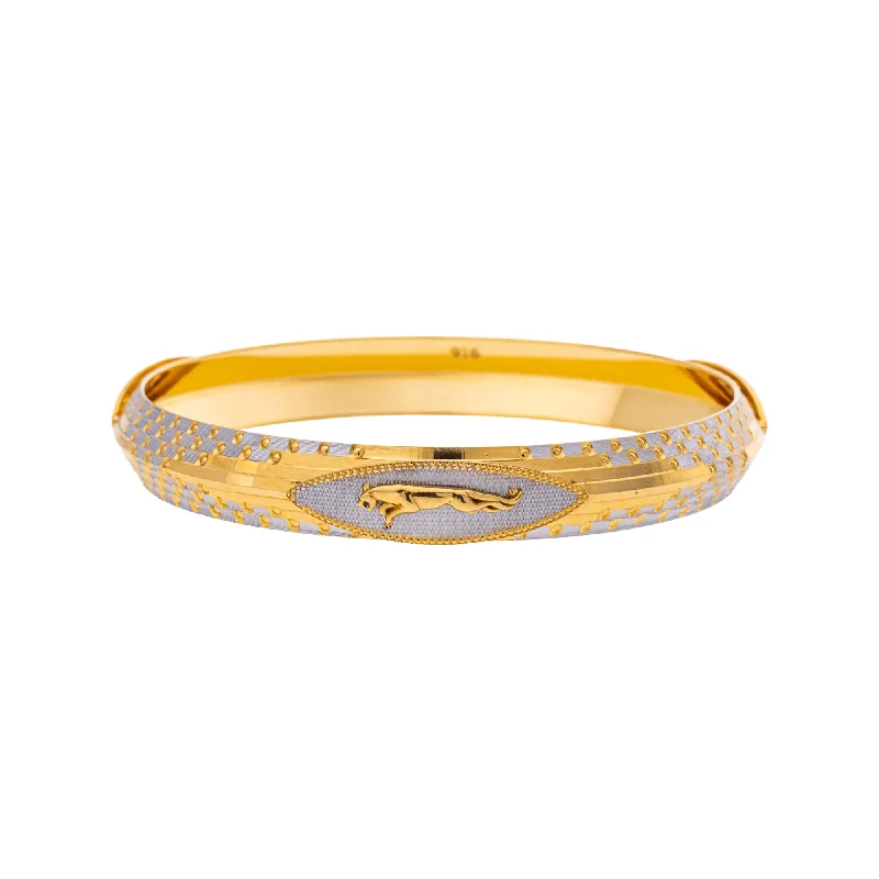 Beautifully crafted ladies bangles-22K Yellow & White Gold Kada Bangle in Size 2.11 (36.9 gm)