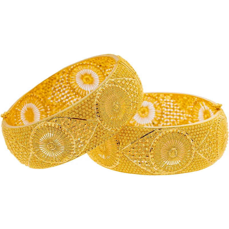 Stylish ladies bracelets for casual wear-22K Yellow Gold Adjustable Bangle Set of 2 (88.3gm)