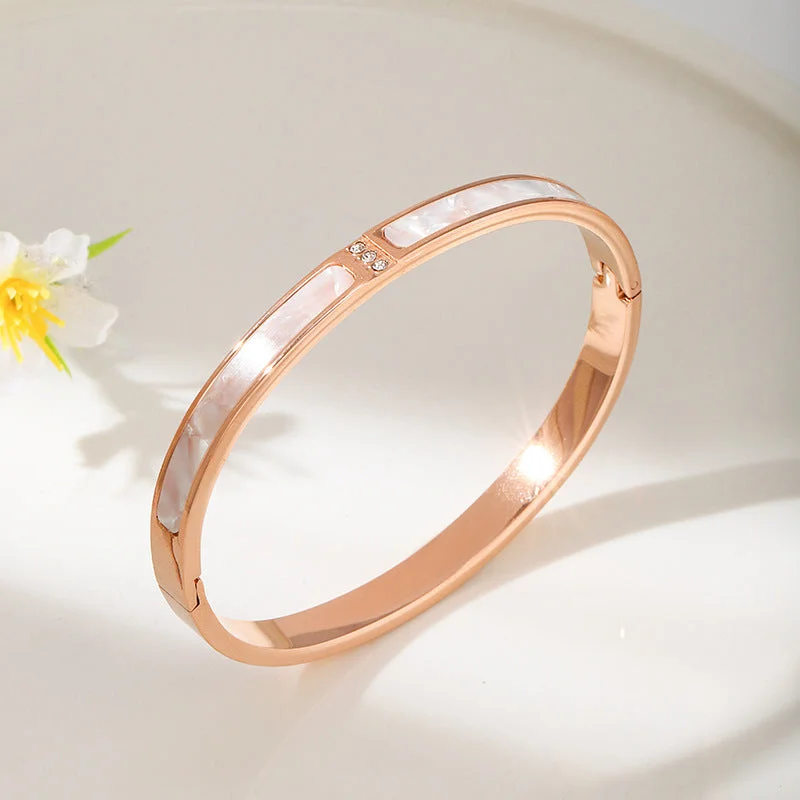 White Shell Bracelet [Rose Gold]-Titanium Steel