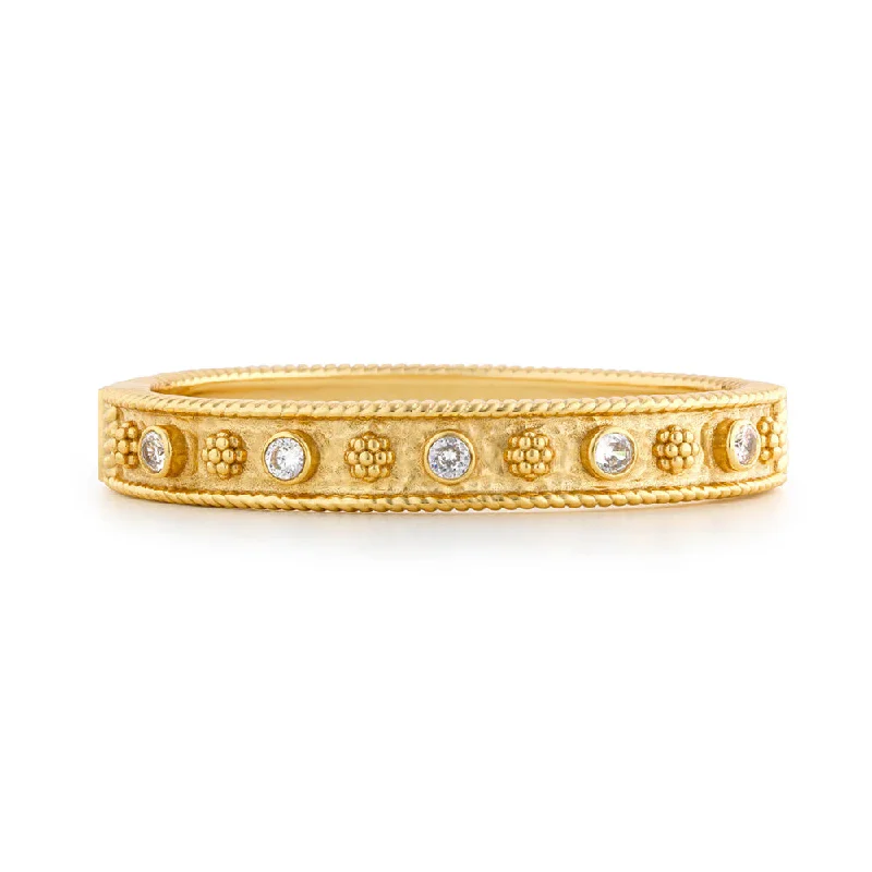 Diamond encrusted ladies bangles-Capucine De Wulf Berry Gem Classic Hinged Bangle - Clear Cubic Zirconia