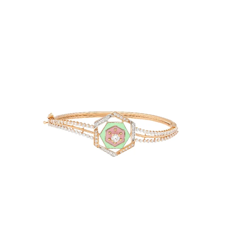 Simple bangles for everyday wear-18K Rose Gold & CZ Bangle (12.2gm)