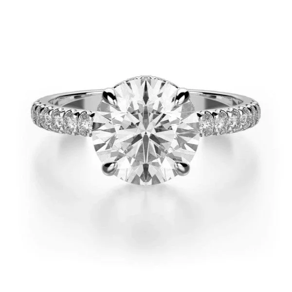 Engagement rings with white gold settings-MICHAEL M Crown Hidden Halo Engagement Ring